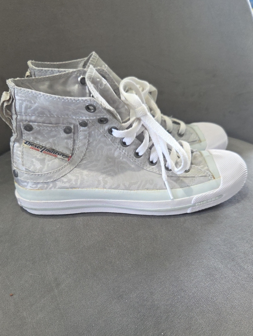 Diesel Gray Patterned High-Top Sneakers